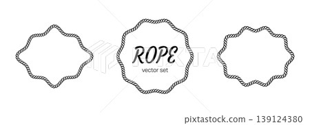 Boarder knot set with rectangle oval frame ribbon western knit. Rope arch and decorative shape continuous line icon within. Rectangular border and square outline for logo. Boarder knot set with rectangle oval frame ribbon western knit. Rope arch and decorative shape continuous line icon within. Rectangular border and square outline for logo. 139124380