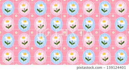 Patchwork seamless flower for spring pattern floral and cute kawaii frame. Quilt background vintage for kid girly pastel and print pink wallpaper. Patchwork scrapbook cover for spring. Patchwork seamless flower for spring pattern floral and cute kawaii frame. Quilt background vintage for kid girly pastel and print pink wallpaper. Patchwork scrapbook cover for spring. 139124401