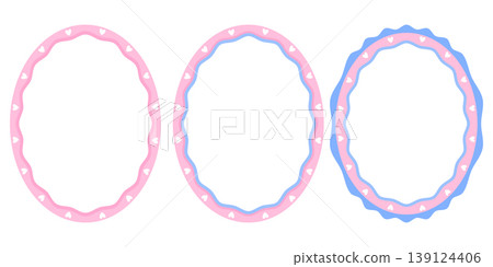 Frame kawaii hand with cute border template and set trendy lace. Vector valentine square with funky rectangle bow and notebook heart style. Day simple frame with design whimsical cute 139124406