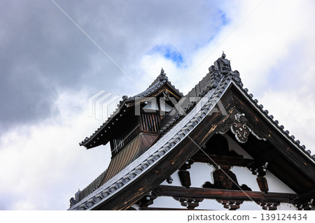 Traditional Japanese temple gable roof, beautiful Japanese roof of temple. Traditional Japanese temple gable roof, beautiful Japanese roof of temple. 139124434