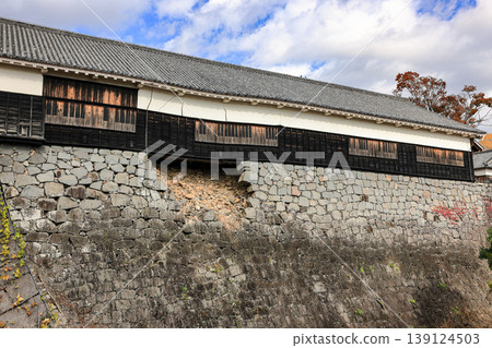 The collapsed stone wall of Kumamoto Castle, The devastation of Kumamoto Castle after the earthquake. 139124503