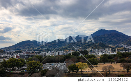 Cityscape skyline on CBD, skyscrapers and office building background with mountain, cloudy day. Cityscape skyline on CBD, skyscrapers and office building background with mountain, cloudy day. 139124522