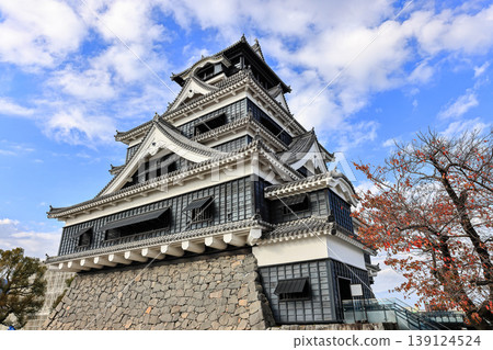 Tenshukaku of Kumamoto Castle, Historic Japanese Castle and Landmark reconstructed from the 2016 earthquake damage. Tenshukaku of Kumamoto Castle, Historic Japanese Castle and Landmark reconstructed from the 2016 earthquake damage. 139124524