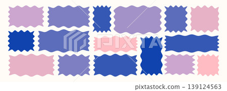 Wavy organic rectangle frame set with fluid curves, zigzag borders, and uneven blob shapes. Ideal for speech bubbles, banners, and child-friendly design elements Wavy organic rectangle frame set with fluid curves, zigzag borders, and uneven blob shapes. Ideal for speech bubbles, banners, and child-friendly design elements 139124563