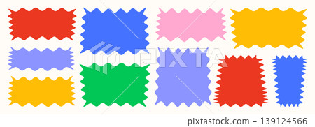 Wavy organic rectangle set with wavy square and rectangular shapes and irregular doodle lines. Designed for modern text boxes, quotes, and playful graphic templates Wavy organic rectangle set with wavy square and rectangular shapes and irregular doodle lines. Designed for modern text boxes, quotes, and playful graphic templates 139124566