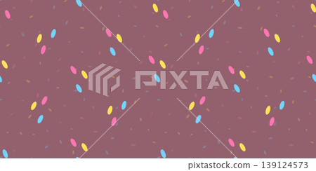 Seamless candy dot pattern with sprinkles and colorful confetti shapes. Designed for birthday wrapping paper, baby products, and cute dessert-themed backgrounds Seamless candy dot pattern with sprinkles and colorful confetti shapes. Designed for birthday wrapping paper, baby products, and cute dessert-themed backgrounds 139124573