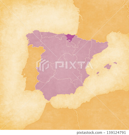 Ocher map of Spain - Basque Country 139124791