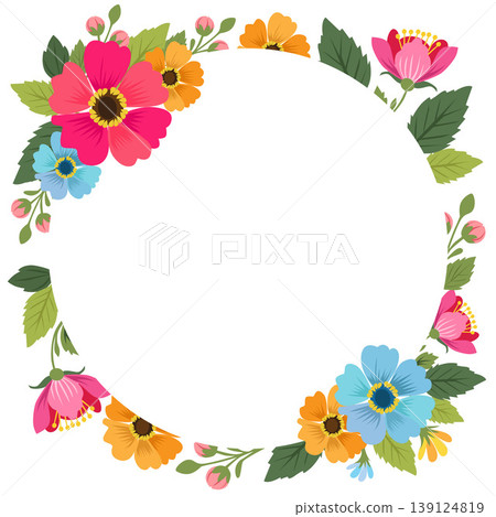 flower round frame garden plant flat style flower round frame garden plant flat style 139124819