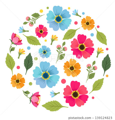 circle of flower decoration flat style circle of flower decoration flat style 139124823