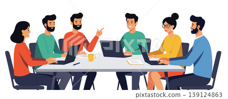Business team meeting office laptop group 139124863