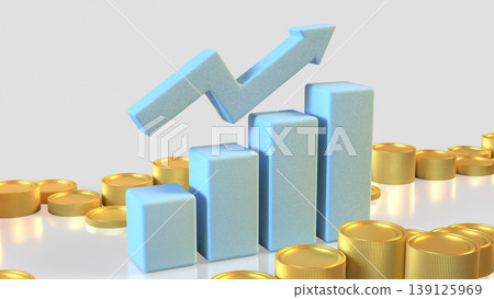 Financial Growth Concept With Rising Bar Chart And Gold Coins 3d render. Financial Growth Concept With Rising Bar Chart And Gold Coins 3d render. 139125969