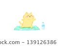 Cute cat doing yoga poses - watercolor illustration material 139126386