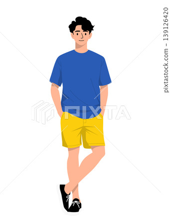Young Man in Casual Summer Outfit Standing Flat Illustration Character Young Man in Casual Summer Outfit Standing Flat Illustration Character 139126420