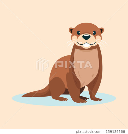 Cute otter illustration on a light background with water animal wildlife illustration adorable character stylized friendly isolated whiskers creature domestic swimming minimalist Cute otter illustration on a light background with water animal wildlife illustration adorable character stylized friendly isolated whiskers creature domestic swimming minimalist 139126566
