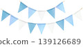 Light blue and white garland, cute watercolor illustration 139126689
