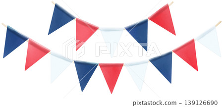 Marine-colored garland with stylish watercolor illustrations 139126690