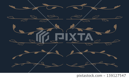 Gold Rustic Floral Line Divider Collection for Wedding Decoration.Vector Illustration Gold Rustic Floral Line Divider Collection for Wedding Decoration.Vector Illustration 139127547