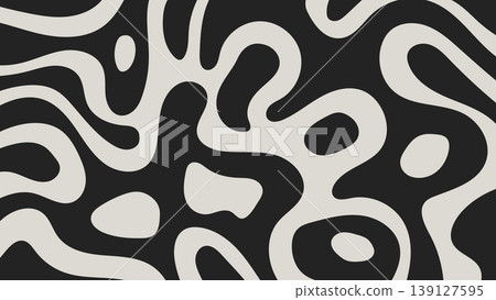 Wavy Groovy Black and White Abstract Pattern.Vector Illustration 139127595