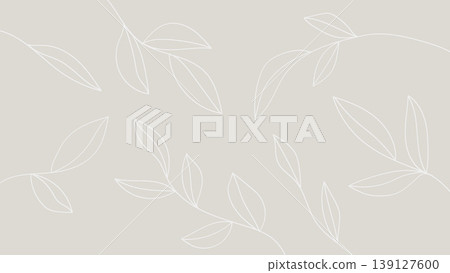 White Leaves Line Drawing Isolated on Gray Background.Vector Illustration 139127600