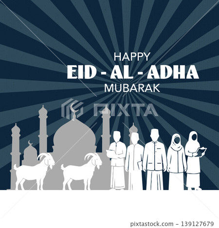 Happy Eid Al Adha Mubarak Muslim Greeting.Vector Illustration Happy Eid Al Adha Mubarak Muslim Greeting.Vector Illustration 139127679