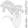 背景素材<花卉、鈴蘭、鈴蘭、白花、單色、線條畫> 139127711