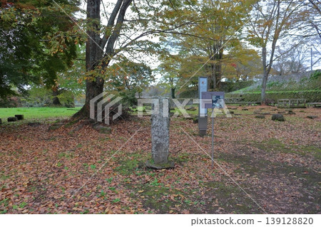 秋葉覆蓋著岡城西之丸旁的宅邸遺址（大分縣竹田市） 139128820