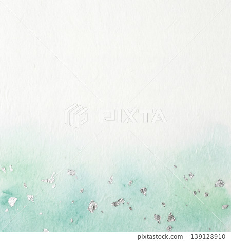 Mint green watercolor with a gradient from the bottom, and a silver foil Japanese paper background. Mint green watercolor with a gradient from the bottom, and a silver foil Japanese paper background. 139128910