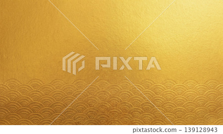 An elegant Japanese-style background with a seigaiha (wave) pattern and gold leaf. An elegant Japanese-style background with a seigaiha (wave) pattern and gold leaf. 139128943