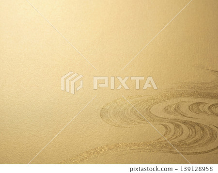 A matte, gold leaf-style Japanese background with a mist pattern and scattered gold dust in the lower right corner. 139128958