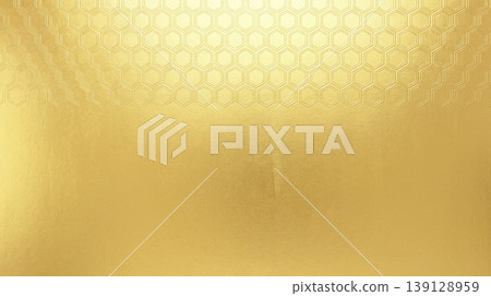A high-quality, dazzling gold leaf background with a tortoiseshell pattern at the top. 139128959