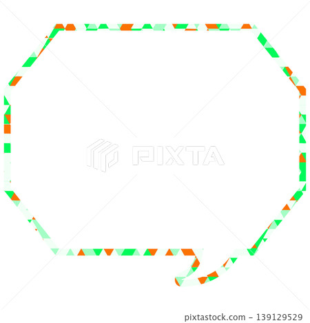 Stained glass style speech bubble, triangular pattern, octagonal shape with corners Stained glass style speech bubble, triangular pattern, octagonal shape with corners 139129529