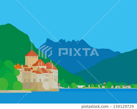Chillon Castle (chateau de chillon), Lake Geneva (lac leman), Switzerland Chillon Castle (chateau de chillon), Lake Geneva (lac leman), Switzerland 139129729