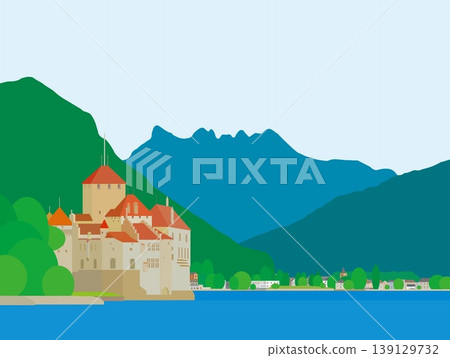 Chillon Castle (chateau de chillon), Lake Geneva (lac leman), Switzerland Chillon Castle (chateau de chillon), Lake Geneva (lac leman), Switzerland 139129732