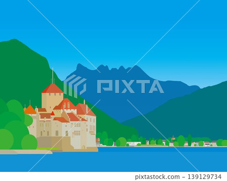 瑞士日內瓦湖西庸城堡（Chateau de Chillon），日內瓦湖（Lac Leman），瑞士 139129734