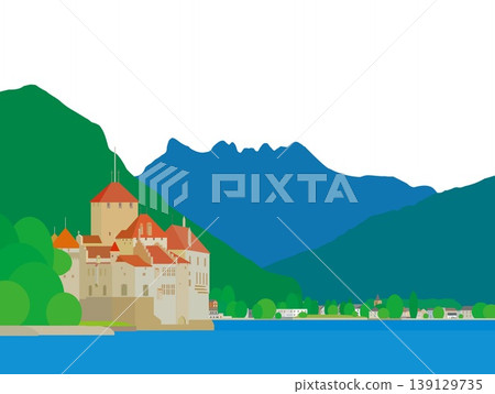 Chillon Castle (chateau de chillon), Lake Geneva (lac leman), Switzerland Chillon Castle (chateau de chillon), Lake Geneva (lac leman), Switzerland 139129735