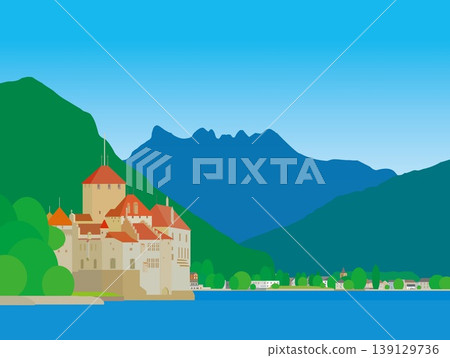 瑞士日內瓦湖西庸城堡（Chateau de Chillon），日內瓦湖（Lac Leman），瑞士 139129736