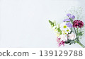 Background frame for a bouquet of flowers offered as a memorial; copy space 139129788
