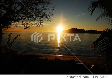 Beautiful sunset on the beach and sea, Gorontalo, Indonesia 139130089