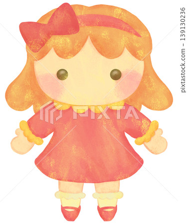 Illustration of a doll in the form of a girl 139130236