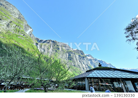 The landscape of Gudvangen with its cascading waterfall The landscape of Gudvangen with its cascading waterfall 139130330