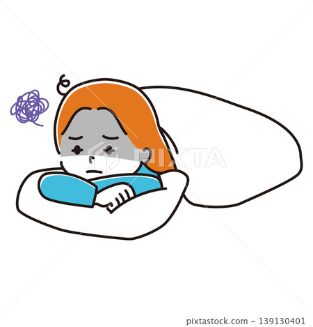 Illustration of a woman who can't get out of bed 139130401