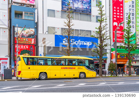 Akihabara Electric Town: Tourist buses for inbound tourists. Akihabara Electric Town: Tourist buses for inbound tourists. 139130690