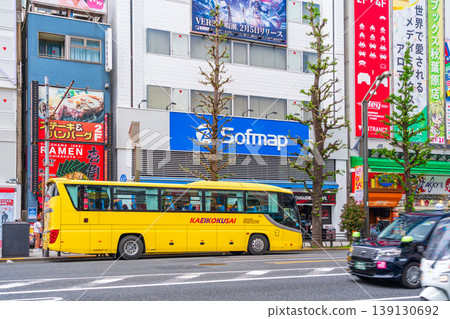 Akihabara Electric Town: Tourist buses for inbound tourists. Akihabara Electric Town: Tourist buses for inbound tourists. 139130692