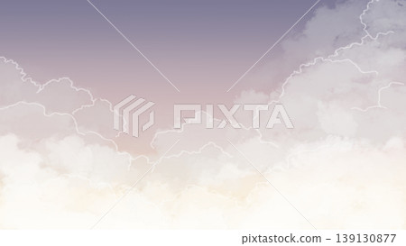 Background material of a sky and clouds with a soft gradient. Natural background of fluffy clouds with a white border. Copy space included. Background material of a sky and clouds with a soft gradient. Natural background of fluffy clouds with a white border. Copy space included. 139130877