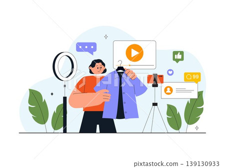 Daily Vlog Vector Illustration of Content Creator Recording Video for Social Media Influencer Lifestyle with Filming Setup Camera Studio Background Daily Vlog Vector Illustration of Content Creator Recording Video for Social Media Influencer Lifestyle with Filming Setup Camera Studio Background 139130933