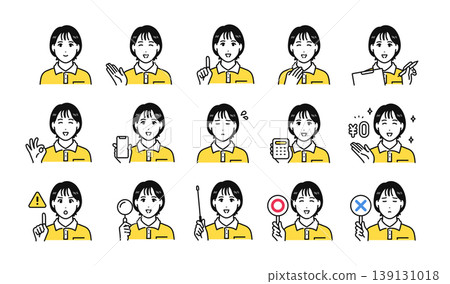 Polo衫，30多歲女性員工，商務場合適用向量圖示插畫集 139131018