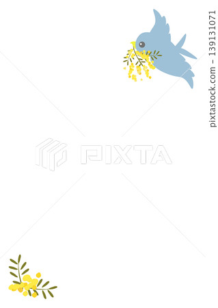 以帶來幸福的藍鳥和含羞草花為主題的相框(直式版) 以帶來幸福的藍鳥和含羞草花為主題的相框(直式版) 139131071