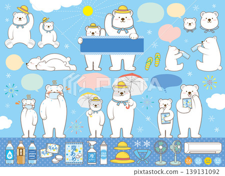 Cute polar bear family heatstroke prevention set Cute polar bear family heatstroke prevention set 139131092
