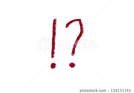 Dark red hand-drawn exclamation marks and question marks in a crayon-style illustration. Dark red hand-drawn exclamation marks and question marks in a crayon-style illustration. 139131143