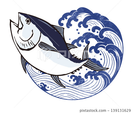 鮪魚躍出水面的插圖 鮪魚躍出水面的插圖 139131629